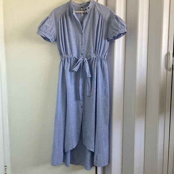 Free People Retro Romance Blue Gingham Maxi Top - Picture 12 of 13